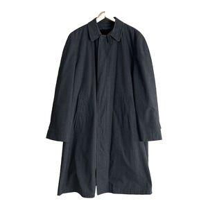London Fog Trench Coat Men 38 Gray Clipper Mill Plaid Alpaca Fur Lined Placket